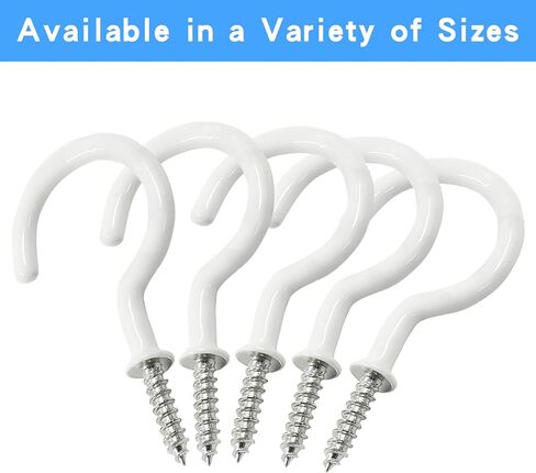 100 Pcs 1'' Vinyl Coated Ceiling Hooks,White Screw-in Ceiling Cup Hooks,Self-Tapping Screw Mug Hook for Hanging Plant,Light,Wind Chimes Hooks for Kitchen in Kuwait