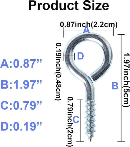 Eye Hooks,(10 Pack) Screw in Heavy Duty with Hitching Metal Ring Threaded for Hanging Hammock Crafts Ceiling DIY Pins Kit Outdoor Indoor Use , Nickel,Silver in Saudi Arabia