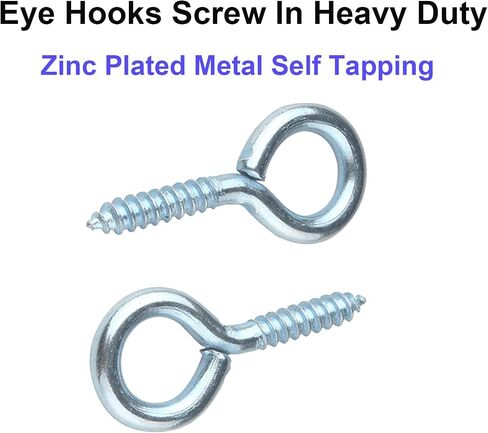 Eye Hooks,(10 Pack) Screw in Heavy Duty with Hitching Metal Ring Threaded for Hanging Hammock Crafts Ceiling DIY Pins Kit Outdoor Indoor Use , Nickel,Silver in Saudi Arabia