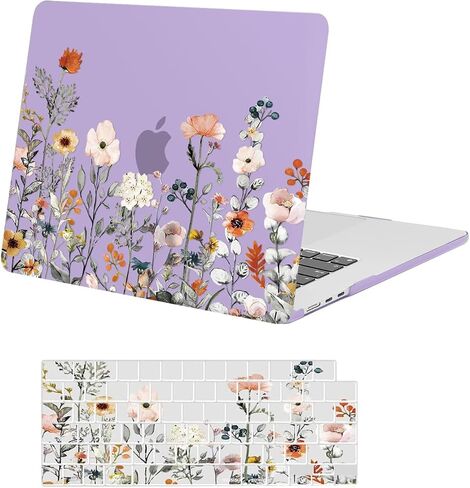 حافظة MOSISO متوافقة مع جهاز MacBook Air 15 بوصة إصدار 2023 2024 M3 A3114 M2 A2941 مع شاشة عرض شبكية العين السائلة ومعرف اللمس، حافظة صلبة من البلاستيك على شكل زهور الحديقة وغطاء لوحة المفاتيح، شفاف in Kuwait