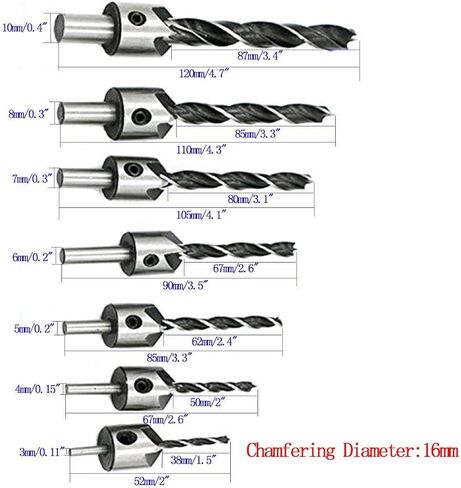 Woodworking Drilling or Chamfer tool,8PCS Wood Plug cutter,6pcs 1/4" Hex 5 Flute 90 Degree Countersink Drill Bits,7pcs Three Pointed Countersink Drill Bit with L-wrench and Automatic center punch in Saudi Arabia
