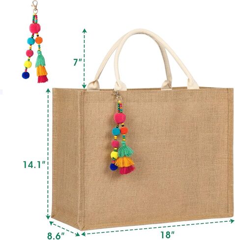 حقيبة الشاطئ للنساء - حقيبة كبيرة للشاطئ من القش المنسوج مقاومة للماء، حقيبة كتف منسوجة يدويًا in Kuwait