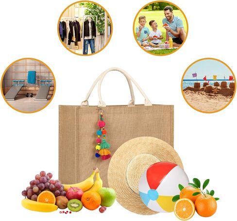 حقيبة الشاطئ للنساء - حقيبة كبيرة للشاطئ من القش المنسوج مقاومة للماء، حقيبة كتف منسوجة يدويًا in Kuwait