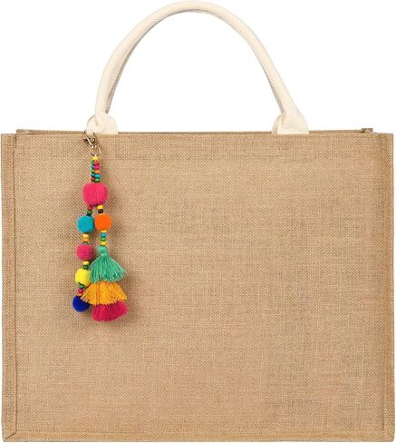 حقيبة الشاطئ للنساء - حقيبة كبيرة للشاطئ من القش المنسوج مقاومة للماء، حقيبة كتف منسوجة يدويًا in Kuwait