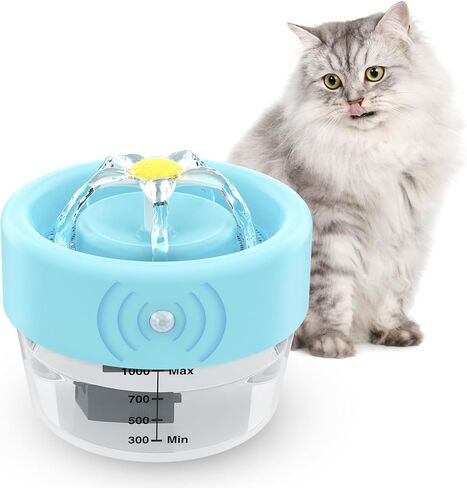 Cat Water Fountain, Automatic Battery Operated Cat Water Fountain with Motion Sensor, Smart Water Dispenser Rechargeable for Cat Dog Ultra Quiet Pump, BPA-Free in Saudi Arabia