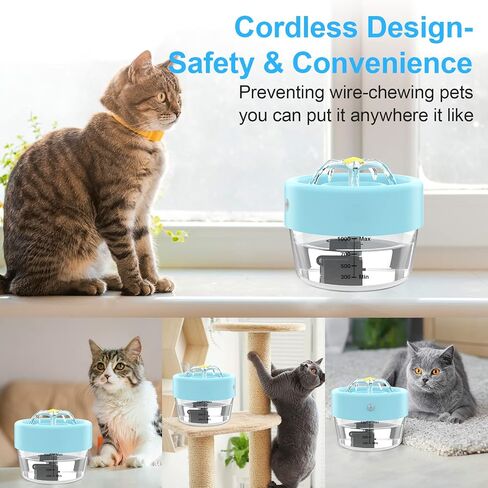 Cat Water Fountain, Automatic Battery Operated Cat Water Fountain with Motion Sensor, Smart Water Dispenser Rechargeable for Cat Dog Ultra Quiet Pump, BPA-Free in Saudi Arabia