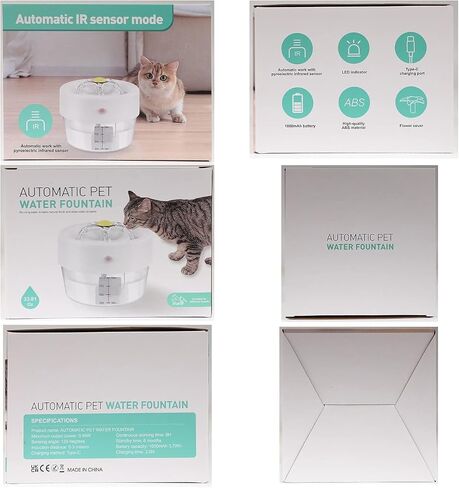 Cat Water Fountain, Automatic Battery Operated Cat Water Fountain with Motion Sensor, Smart Water Dispenser Rechargeable for Cat Dog Ultra Quiet Pump, BPA-Free in Saudi Arabia