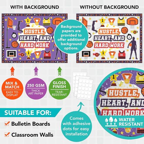 83Pcs Basketball Poster Board Decorations Set with Background Papers & Borders, Basketball Locker Decorations, Basketball Decorations, Basketball Bulletin Board Decorations, Basketball Classroom Decor in Saudi Arabia