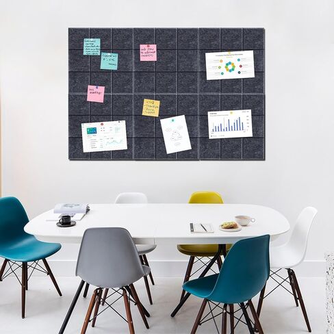 بلاط لوح الفلين الكبير، 12 عبوة من بلاط الحائط اللباد مع 100 دبوس دفع، لوحات إشعارات مكتبية ذاتية اللصق للمنزل، المطبخ، الصور، المذكرات 11.8 بوصة × 11.8 بوصة in Kuwait