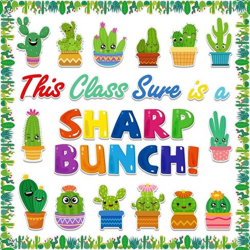 Cactus Theme Classroom Bulletin Board Decor Set, Succulent Themed Bulletin Board Decoration Cactus This Class Sure is a Sharp Bunch Cutouts for Classroom Office Decoration Supplies in Saudi Arabia