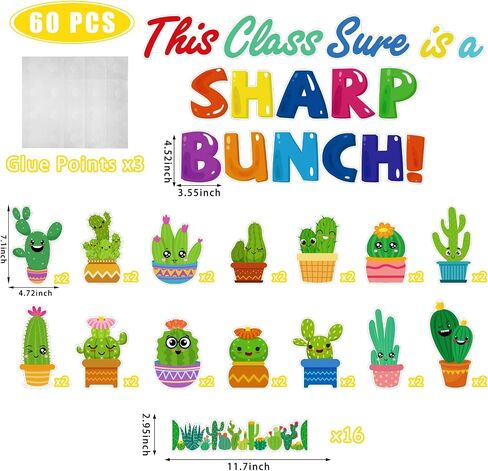 Cactus Theme Classroom Bulletin Board Decor Set, Succulent Themed Bulletin Board Decoration Cactus This Class Sure is a Sharp Bunch Cutouts for Classroom Office Decoration Supplies in Saudi Arabia