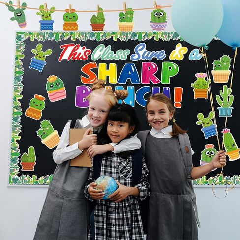 Cactus Theme Classroom Bulletin Board Decor Set, Succulent Themed Bulletin Board Decoration Cactus This Class Sure is a Sharp Bunch Cutouts for Classroom Office Decoration Supplies in Saudi Arabia