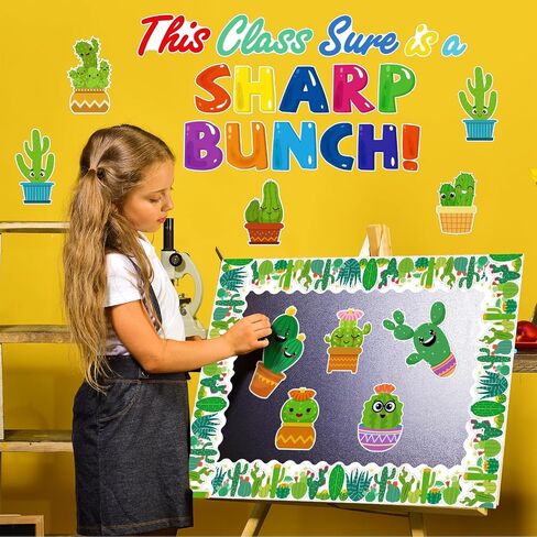 Cactus Theme Classroom Bulletin Board Decor Set, Succulent Themed Bulletin Board Decoration Cactus This Class Sure is a Sharp Bunch Cutouts for Classroom Office Decoration Supplies in Saudi Arabia
