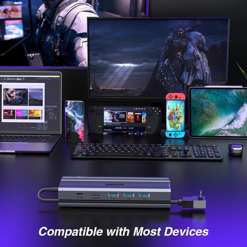 OBERSTER 6 in 1 Steam Deck Dock, HDMI 2.0, 4K@60Hz, Gigabit Ethernet, 3 USB A 3.0, and Charging USB C Port, Compatible with Valve Steam Deck, TV, Switch, Tablet in Saudi Arabia