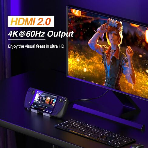 OBERSTER 6 in 1 Steam Deck Dock, HDMI 2.0, 4K@60Hz, Gigabit Ethernet, 3 USB A 3.0, and Charging USB C Port, Compatible with Valve Steam Deck, TV, Switch, Tablet in Saudi Arabia