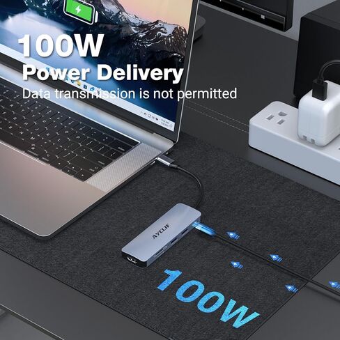محول USB C، محور USB C 6 في 1، دونجل USB C بشاشة مزدوجة مع HDMI 4K، 100 وات PD، USB 3.0، SD/TF، ​​محور متعدد المنافذ لأجهزة الكمبيوتر المحمول من النوع C والأجهزة الأخرى in Saudi Arabia