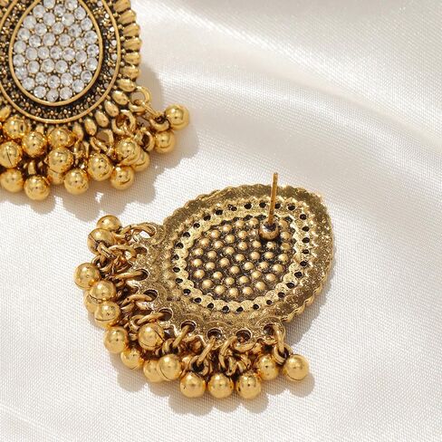 Chargances خمر ماندالا الذهب كريستال قطرة تتدلى الأقراط الهندية القبلية مطرز الأقراط الرجعية بيان الأقراط جوفاء مجموعة مجوهرات للنساء والفتيات (Style1) in Kuwait