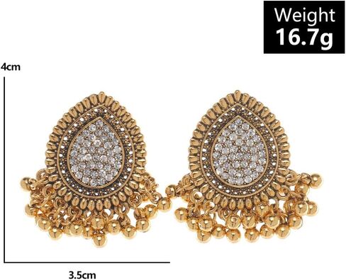 Chargances خمر ماندالا الذهب كريستال قطرة تتدلى الأقراط الهندية القبلية مطرز الأقراط الرجعية بيان الأقراط جوفاء مجموعة مجوهرات للنساء والفتيات (Style1) in Kuwait