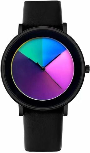 Fashion Rainbow Women Girl Wristwatch -Dial Color Change by Time- Japanese Quartz Movement Men Boy Watches Stainless Steel Mesh Band or Leather Strap in Saudi Arabia