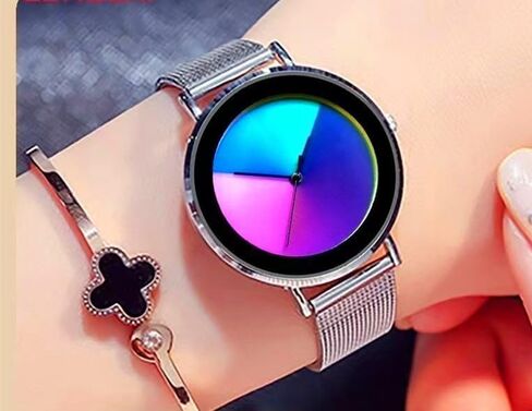 Fashion Rainbow Women Girl Wristwatch -Dial Color Change by Time- Japanese Quartz Movement Men Boy Watches Stainless Steel Mesh Band or Leather Strap in Saudi Arabia