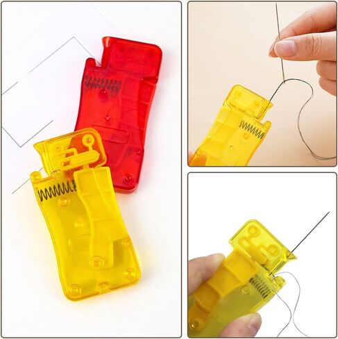 10 قطع من خيوط الإبر الأوتوماتيكية، خيط إبرة بلاستيكي تلقائي بسيط وسريع، أداة إبرة الخياطة اليدوية المنزلية اليدوية، أداة سهلة لخيوط الإبرة، خيوط إبرة للخياطة اليدوية (أصفر + أحمر) in Kuwait