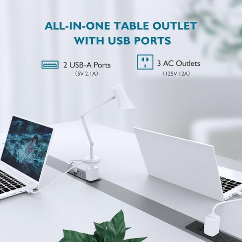 شريط طاقة مجوف مع منفذي USB-A، منفذ شحن مجوف، طاقة سطح مكتب مثبتة مع ثلاثة منافذ، منفذا USB (10 وات/2 أمبير)، منفذ مكتب لخزانة الطاولة وطاولة المؤتمرات in Kuwait