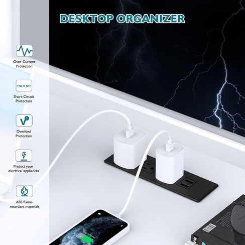 شريط طاقة مجوف مع منفذي USB-A، منفذ شحن مجوف، طاقة سطح مكتب مثبتة مع ثلاثة منافذ، منفذا USB (10 وات/2 أمبير)، منفذ مكتب لخزانة الطاولة وطاولة المؤتمرات in Kuwait