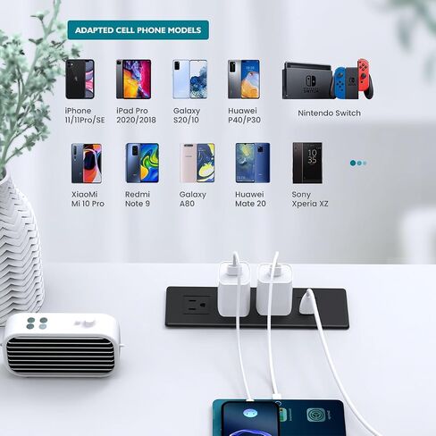 شريط طاقة مجوف مع منفذي USB-A، منفذ شحن مجوف، طاقة سطح مكتب مثبتة مع ثلاثة منافذ، منفذا USB (10 وات/2 أمبير)، منفذ مكتب لخزانة الطاولة وطاولة المؤتمرات in Kuwait