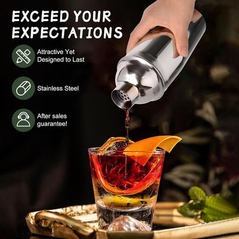 Bartender Kit:15-Piece Bar Tool Set with Bamboo Stand, Stainless Cocktail Shaker Set with All Essential Accessory Tools, Professional Bar Tools for The Home Mixologist Cocktail Recipe Booklet in Saudi Arabia