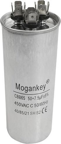 50+7.5 MFD uF CBB65 Capacitor Withstand 450V AC Compatible with Air Conditioner Capacitor Round Dural Motor Run Capacitor Air Compressor Water Pump Motor in Kuwait