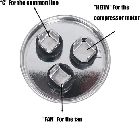 مكثف تيار متردد 50/5 فائق التوهج 50+5 MFD ±5% 370 فولت أو 440 فولت CBB65 مكثف تشغيل مزدوج دائري لتشغيل محرك التيار المتردد، مكيف الهواء، مضخة الحرارة، مروحة التيار المتردد، مضخة الهواء، التدفئة والتهوية وتكييف الهواء (HVAC) in Kuwait