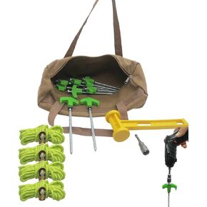 8" Screw in Tent Stakes 8pcs，Screw in Tent Stakes Heavy Duty，Screw in Tent Stakes with Hex Head Driver & Tent Stakes Bag & Reflective Rope & Hammer