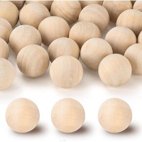 1 inch Wooden Balls, 60PCS Unfinished Round Wood Balls, 25mm Small Natural Wooden Balls for Crafts and DIY Decorative Projects