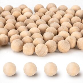 1 inch Wooden Balls, 60PCS Unfinished Round Wood Balls, 25mm Small Natural Wooden Balls for Crafts and DIY Decorative Projects