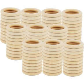 100 PCS 2 Inch Natural Wood Rings, 50 x 8mm Unfinished Wood Circles Rings, Wooden Macrame Ring for Crafts, Jewelry Making