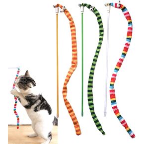 IUHKBH Snake Cat Wands, 3 Pieces Interative Cat Toys Plush Cat Teaser Toy with Cute Shape and Vivid Color for All Breed Cats Kittens
