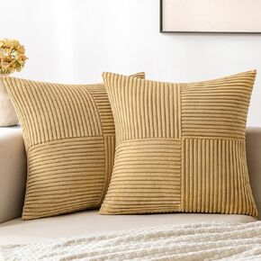 MIULEE Army Green Corduroy Pillow Covers Pack of 2 Boho Decorative Spliced Throw Pillow Covers Soft Solid Couch Pillowcases Cross Patchwork Textured Cushion Covers for Living Room Bed Sofa 12x20 inch