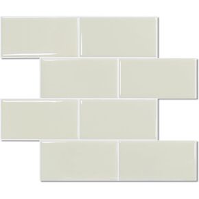 STICKGOO 10-Sheet Backsplash Peel and Stick Subway Tile, Self Adhesive Vinyl Wall Tiles, Stick on Backsplash for Kitchen and Bathroom(Thicker Design, Beige Slate)