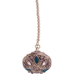 I Jewels مطلي بالذهب الهندي لحفلات الزفاف بوليوود كوندان مرصع باللؤلؤ بورلا ماثا باتي ماانج تكا للنساء