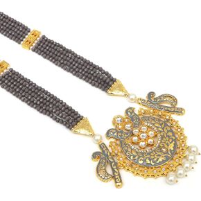 OZANOO Golden Long Heavy Kundan Meena Necklace Set For Women And Girls, Kundan Necklace Set Jaipuri Jewelry/Indian Traditional Jewelry Set For Women And Girls, Necklaces in Saudi Arabia