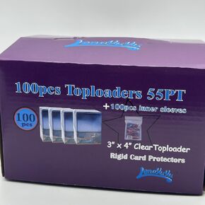 1 Display Box of 100pcs 3" x 4" Clear Thick Top Loaders Toploaders 55PT+ 100pcs Card Sleeves Soft Sleeves for Cards Baseball Card Protectors Penny Sleeves + Toploaders