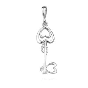 Love Heart Key Pendant Sterling Silver 925 Friendship Necklace Charm Fine Jewelry