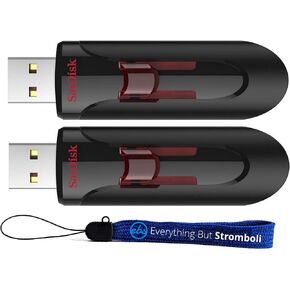SanDisk 2 Pack 16GB Glide 3.0 Retractable USB-A Flash Drive (SDCZ600-016G-B35) Bundle with (1) Everything But Stromboli Lanyard