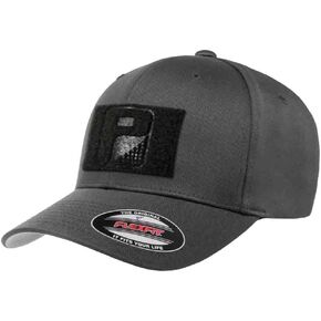 Pull Patch XL/XXL Curved Bill Premium Flexfit Baseball Hat | Grey Tactical Cap | 2x3 in Loop Surface to for Morale Patches