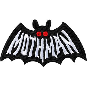 Locomo Mothman Sew Iron On Patch Embroidered Black Moth Man Cryptid Creature Cute Motif Applique for Hat Cap T Shirt Jacket Denim Pant Backpack Bag