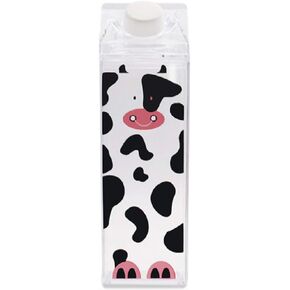 Milk Carton Water Bottle 17oz (500mL) Plastic Square Milk Bottles No BPA Leakproof Water Bottle Portable Reusable Milk Carton Shaped Juice Bottle Perfect for Fitness Gym Camping Sports
