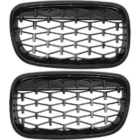 X AUTOHAUX Front Hood Bumper Grille Grill for BMW X5 X6 E70 No.51137157687/51137157688 2007-2013 Front Bumper Kidney Grille Grill Diamond Star Black 1 Pair