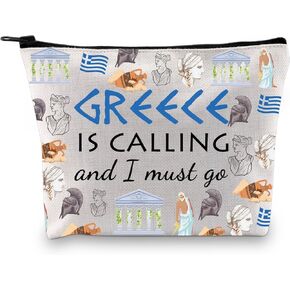 XYANFA Greece Is Calling And I Must Go Greece Cosmetic Makeup Bag Greece Family Trip Gift Greek Vocation Greece Travel Bag