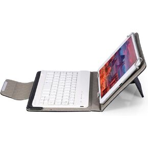 Sanpyl Bluetooth Keyboard Case, 7in Tablet Keyboard Case Universal PU Protective Case + Bluetooth Keyboard Set, Rechargable Battery, for All 7in Tablets, for Android, for OS X, for Win