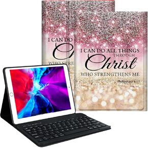 Keyboard Case for Amazon Fire HD 10 Tablet Case (13th/11th Generation,2023/2021,10.1"),Slim Adjustable Stand Cover with Detachable Wireless Keyboard-I can do All Things Through Christ